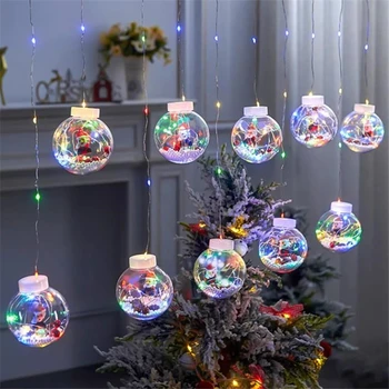 Nový Rok Izba LED Vianočné Gule Opony Svetlo String Rozprávkových Svetiel Vianoce pre Záhrada, Vonkajšie Domáce Dekorácie, Svadobné Navidad
