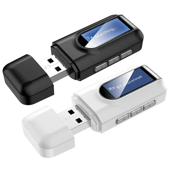 USB 5.0 Prijímač Audio Vysielač 3.5 MM AUX Wireless Music Adaptér Pre Auto, PC, TV Slúchadlá hi-fi Dongle LCD Displej