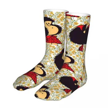 Nové Ponožky pánske, dámske Ležérne Mafalda A Kvety Ponožky Kawaii Karikatúra Grafiku Ponožky Jar Leto Jeseň Zima