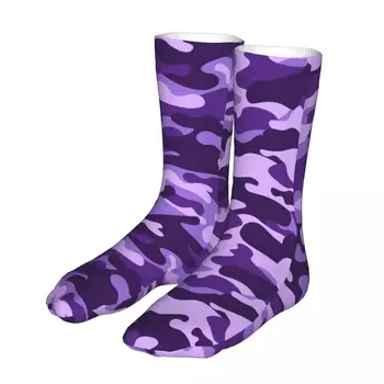 Vtipné Fialová Vojenskou Kamuflážou Ženy Ponožky 2022 Mužov Camo Tlač Športové Ponožka