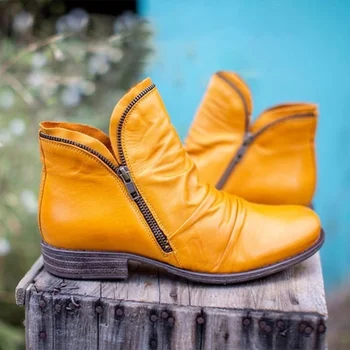 NOVÉ Módne Členkové Topánky pre Ženy Vysoký Boot Čižmy Kožené Ploché Topánky pre Ženy Plus Veľkosť 35-43