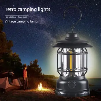 Prenosné Camping Lampy Vonkajšie Nepremokavé Rechargeble Retro Kôň Lampa Multifunkčné Stan Svetlo Ručné Svietidlo Plynulou Stmievanie