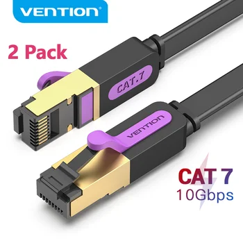 Vencie 2 Pack Cat7 10Gbps Ethernet Kábel High Speed Ploché Internet Kábel pre Xbox PS4 Herné Modem, Router, PC RJ45 Sieťový Kábel