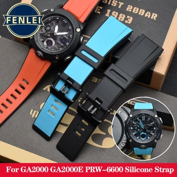 24mm Watchband Pre Casio Živice Popruh GA2000 PRG-600 PRW-6600 PRG-650 GA-2000 Nepremokavé Športové Silikónové Hodinky, Náramok Modro Čierna