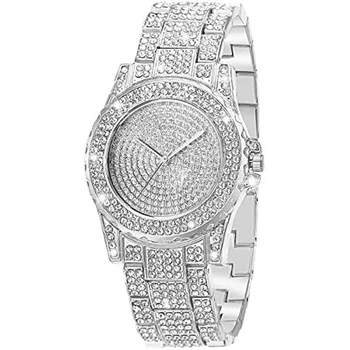 Luxusné Dámske Hodinky Ľadový Von Hodinky s Quartz Crystal Drahokamu Diamant Hodinky Ženy Nerezové Náramkové hodinky Plná Diamantov