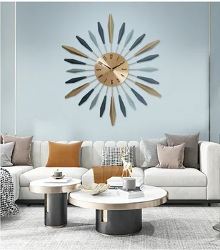 Obývacia izba, veranda stlmiť nástenné hodiny Železa svetlo luxusné dekoračné nástenné hodiny Mlieko čajovni stene hodinky umenie hodiny