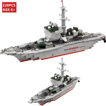228Pcs Cruiser Armády Vojenské Frigate Stavebné Bloky Sady Bitke Vojny Loď Tehly Námorníctvo Loď Loď Vzdelávacie Hračky pre Deti,