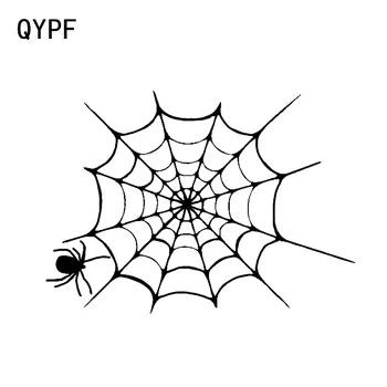 QYPF 13.8*10 Zaujímavých Halloween pavučina Dekor Vinyl Auto Nálepky Príslušenstvo Siluetu C16-2378