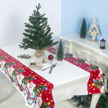 Dekorácie 180*110 cm Nepremokavé Obrus Stola Vianoce Vianoce PVC, Kuchyňa，reštaurácie a Bar Vonkajšie Obrus s Elastické